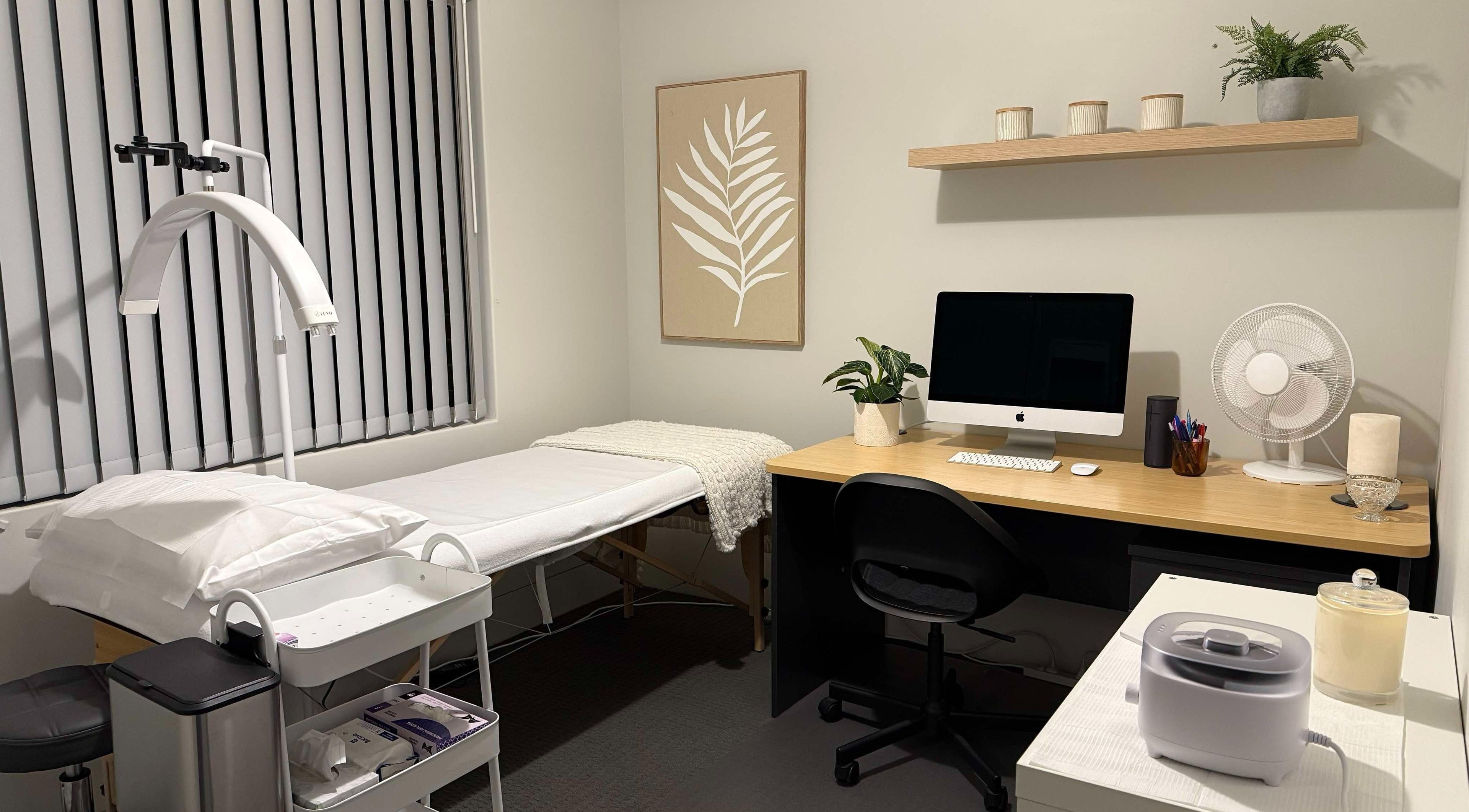 Relaxing treatment room at Glow Lash and Brow Studio, Greenfields, Western Australia, AU, featuring a modern setup.
