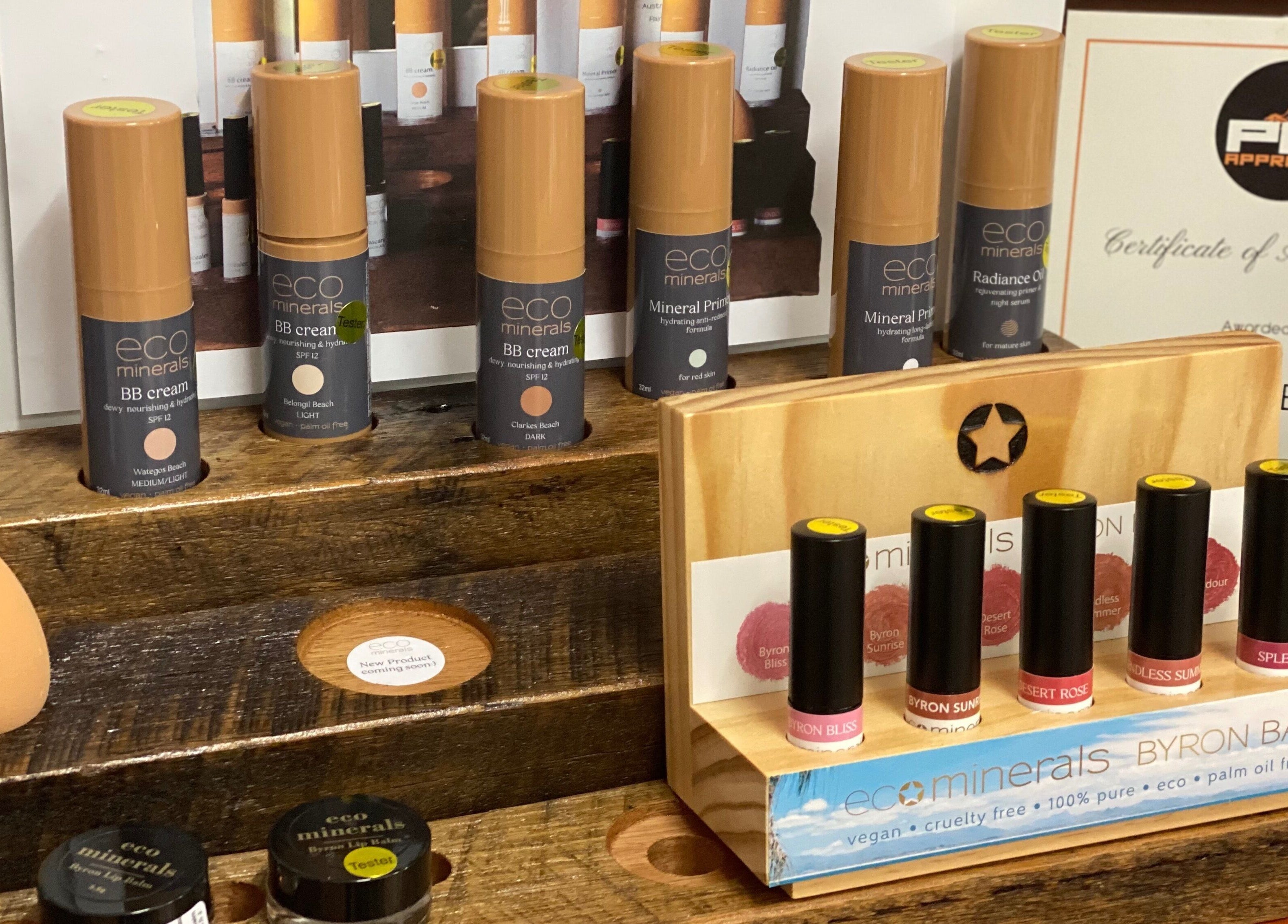 Eco Minerals skincare display at The New You Beauty and Wellness in Maclean, New South Wales, AU.