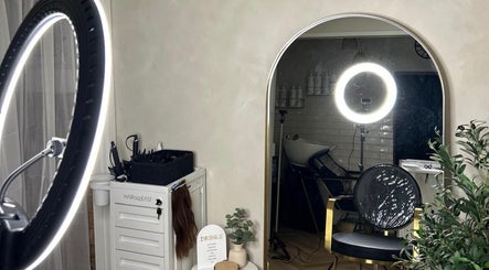 Elegant styling station at Rural Roots Studio, Chapel-en-le-frith, England, GB with modern decor.