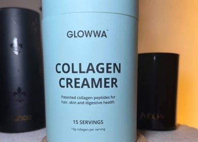 Glowwa Collagen Creamer at Rural Roots Studio, Chapel-en-le-Frith, England, GB on a cozy wellness setting.