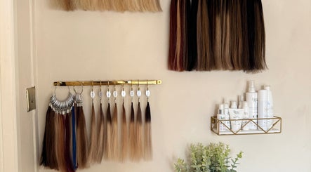 Hair samples and haircare products at Rural Roots Studio, Chapel-en-le-Frith, England, GB.