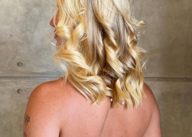 Blonde curls styled at The Rustic Sun - Nelayan, Bali, Bali, ID - perfect beachy look.