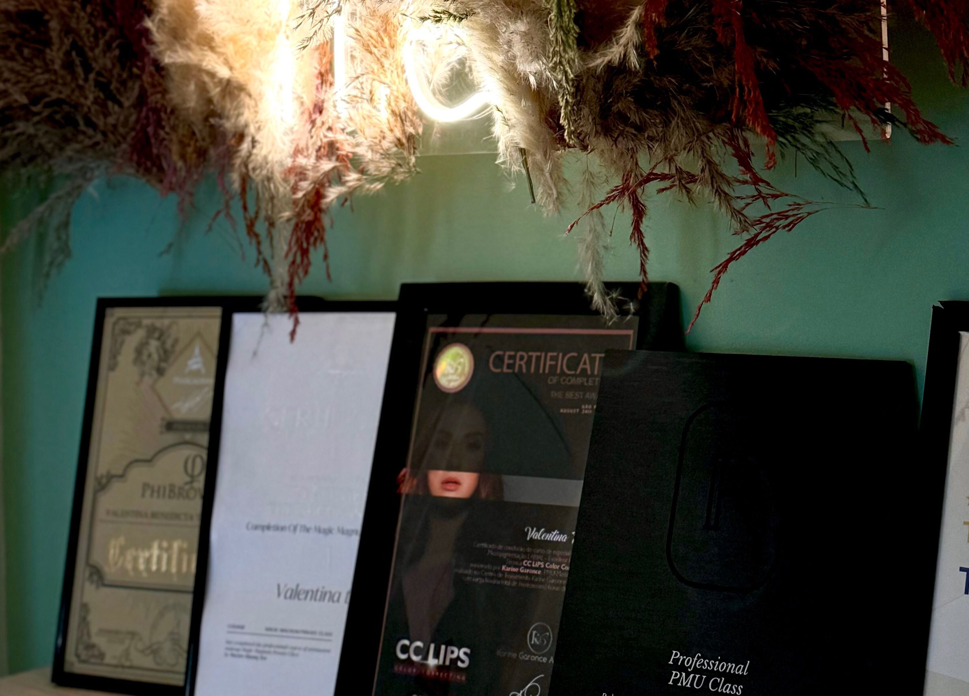 Certificados y premios en exhibición en Teboribrows, Madrid, Comunidad De Madrid, ES.