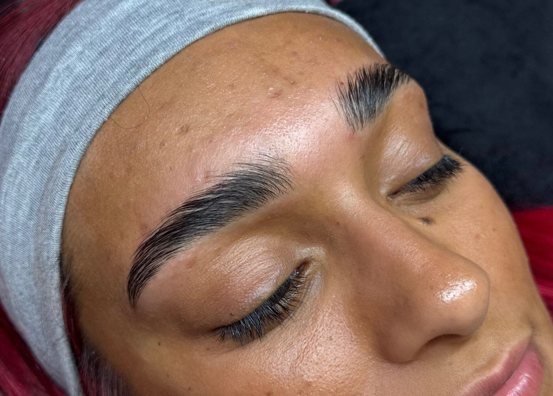 Refined brow grooming at Beautycallsmcr | Skulpt Studios, Manchester, England, GB. Perfectly shaped brows in focus.