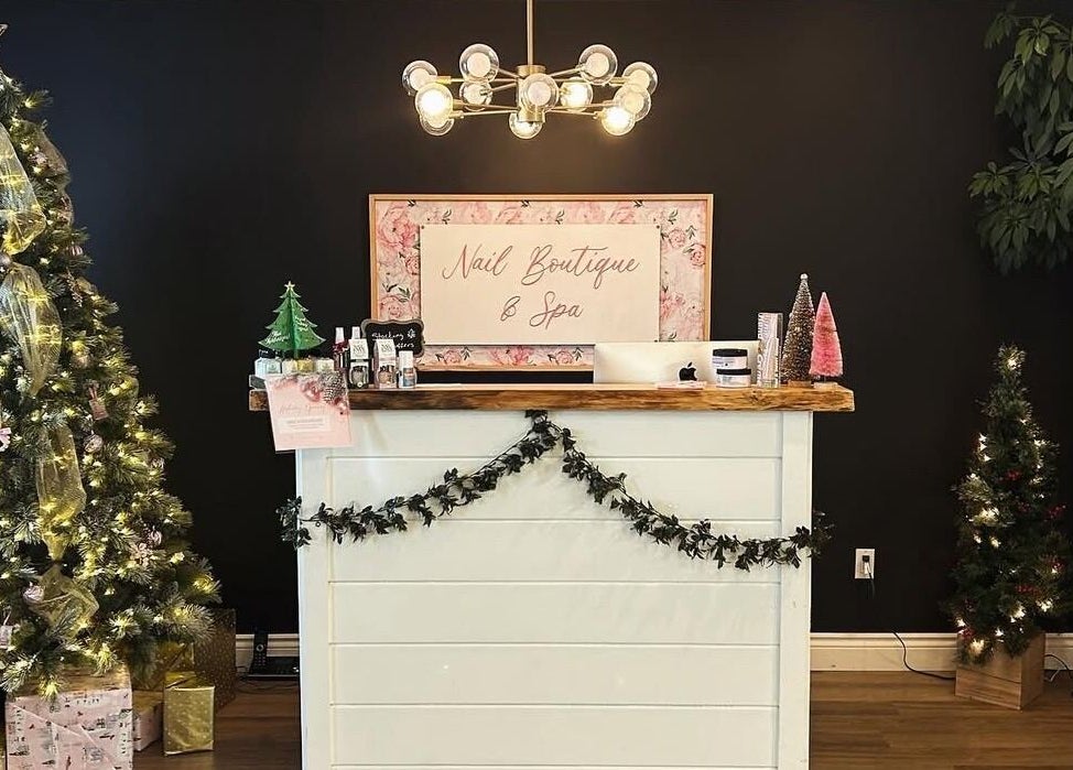 Lucid Lashes reception with Christmas decor and tree, Antigonish, Nova Scotia, CA.