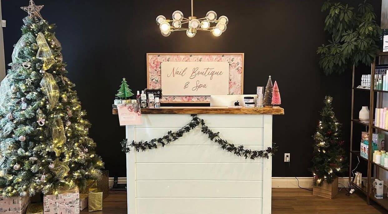 Lucid Lashes reception with Christmas decor and tree, Antigonish, Nova Scotia, CA.