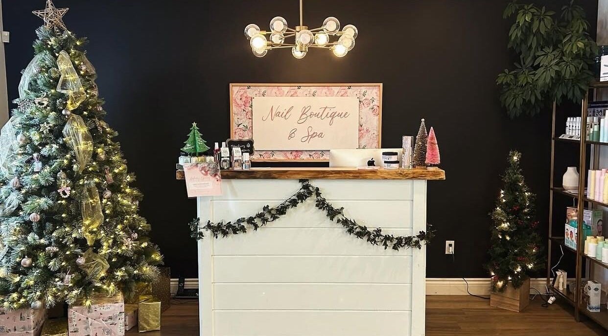 Lucid Lashes reception with Christmas decor and tree, Antigonish, Nova Scotia, CA.