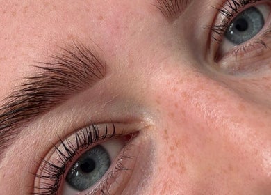Close-up of beautifully shaped brows, Beauty By Amc, Glasgow, Scotland, GB showcasing expert care.