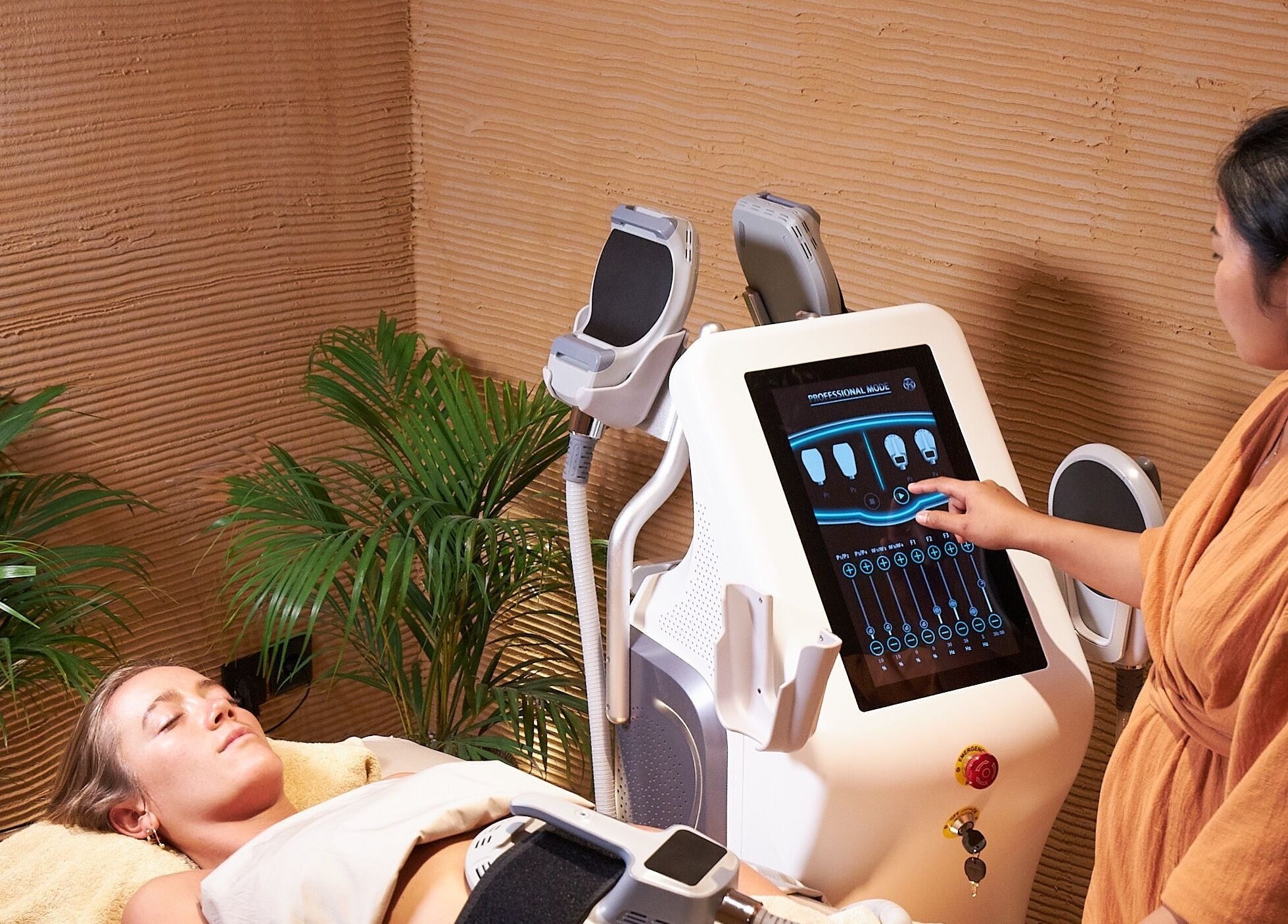 Client receiving treatment at ATMOS BodyLab, Bali, Bali, ID, for ultimate relaxation and wellness.