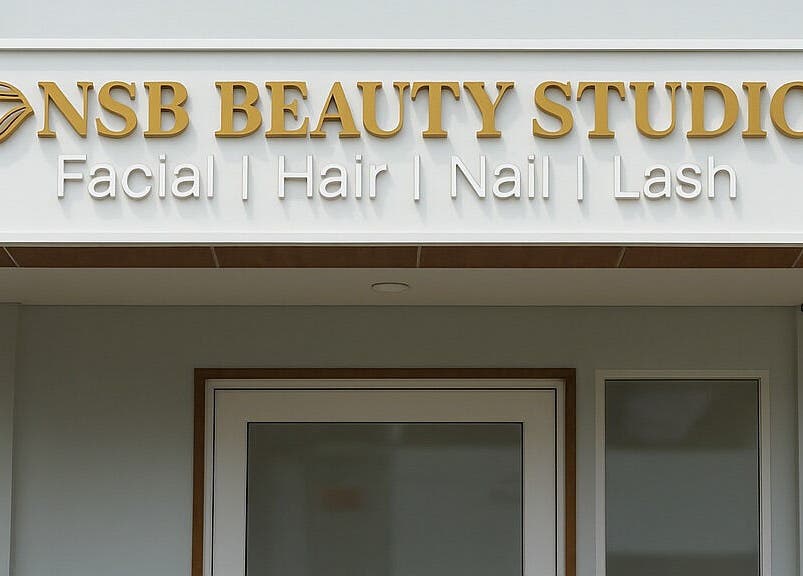 Entrance of NSB Beauty Studio Bukit Jimbaran in Bali, Bali, ID featuring elegant signage.