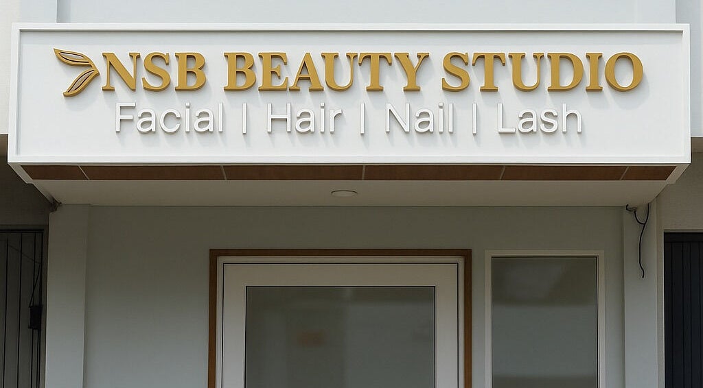 Entrance of NSB Beauty Studio Bukit Jimbaran in Bali, Bali, ID featuring elegant signage.