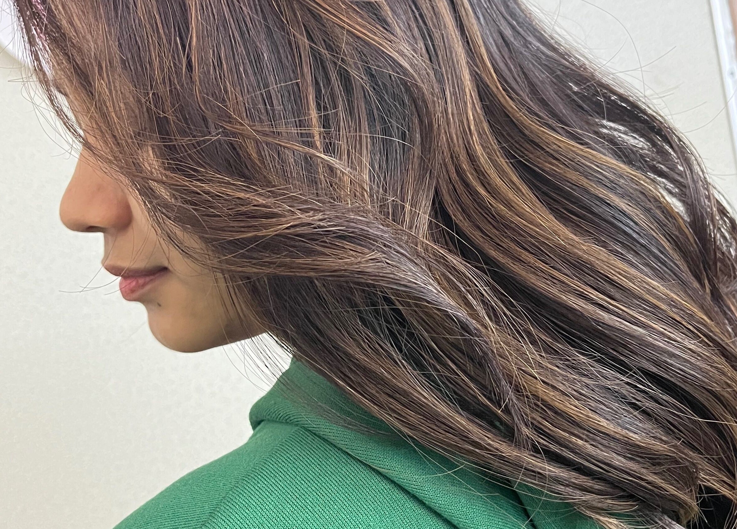 Side view of elegant hair waves styled at Lana Beauty Salon Senawang, Seremban, Negeri Sembilan, MY.