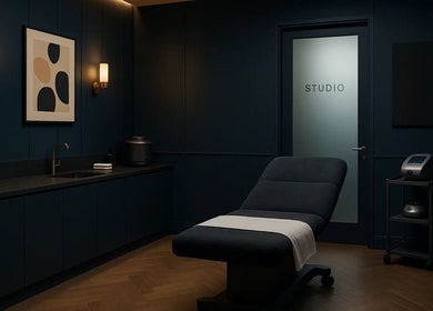 Relaxing therapy room at Precision Lifestyle Group, Manchester, England, GB, featuring modern, sleek design.