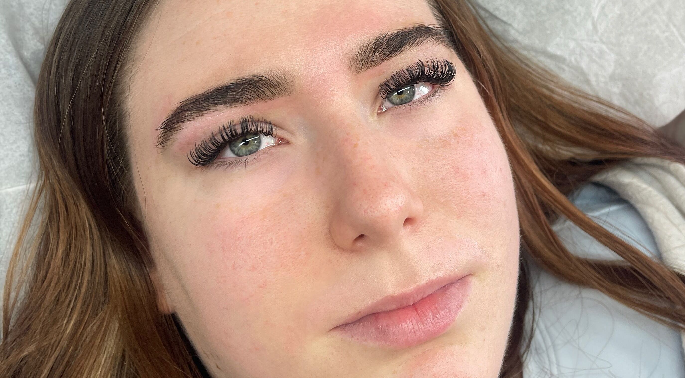 Close-up of lash extensions at By Kaitlyn Marie, Liverpool, England, GB. Enhancing natural beauty with precision.