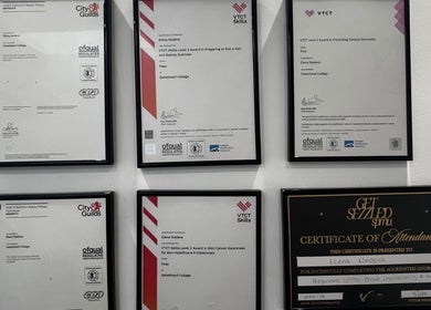 Certificates of excellence at Beauty Custom Club Massage Studio, Newcastle upon Tyne, England, GB.
