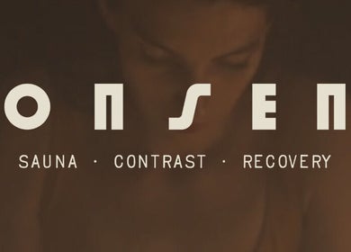 Onsen venue sign showcasing sauna, contrast, and recovery services in Torrensville, South Australia, AU.