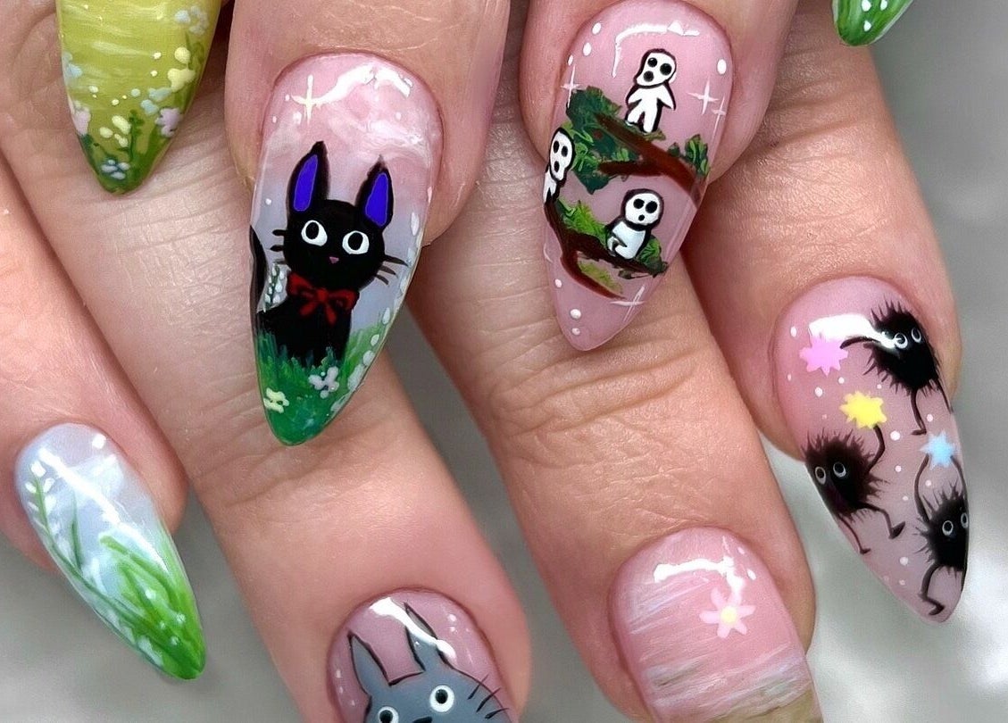 Unique nail art at Ink & Ivory Nails in Perth, Western Australia, AU featuring whimsical character designs.