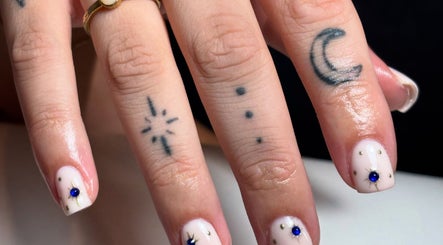 Elegant celestial nail art at Nails By LB, Alfreton, England, GB.