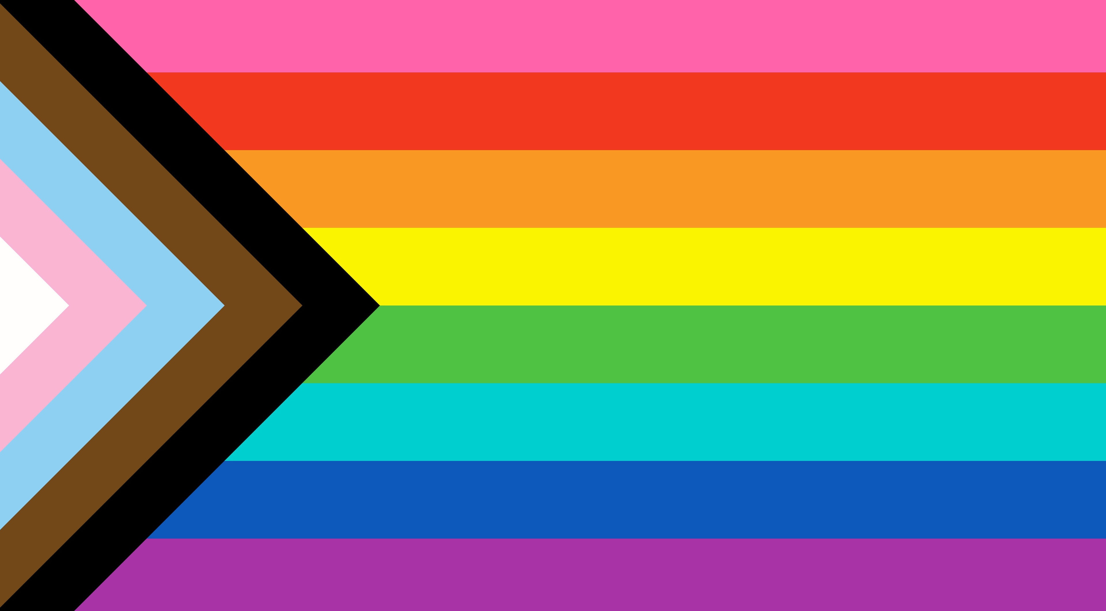 Progress Pride flag displayed at Precision Pulse Electrolysis in Nashville, Tennessee, US.