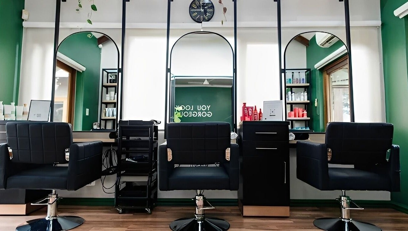 Modern salon chairs and mirrors at Hair By Caryn Timms, Pietermaritzburg, Kwazulu-natal, ZA.