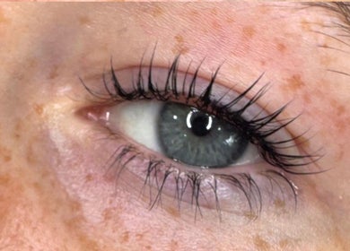 Close-up of a beautifully lashed eye at ByMollyJai, Portsmouth, England, GB.