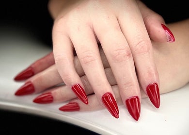 Stunning red manicured nails from Nail Strike, Lane Cove, New South Wales, AU.