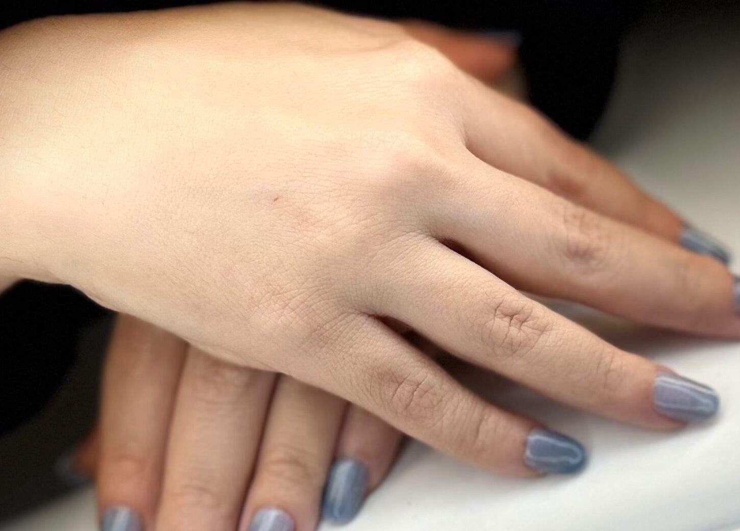 Stylish blue nails at Nail Strike, Lane Cove, New South Wales, AU offering trendy manicure services.