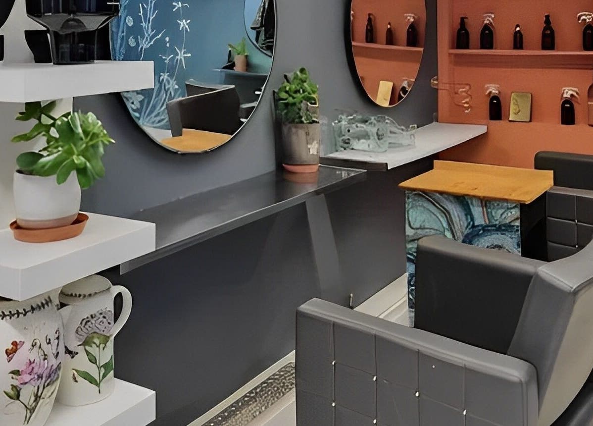 Contemporary salon interior with stylish chairs at Tamed and Wild Fishponds, Bristol, England, GB.