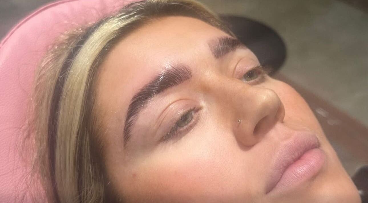 Close-up of expertly shaped eyebrows at Beautyby.Nicolexo in New Addington, England, GB.