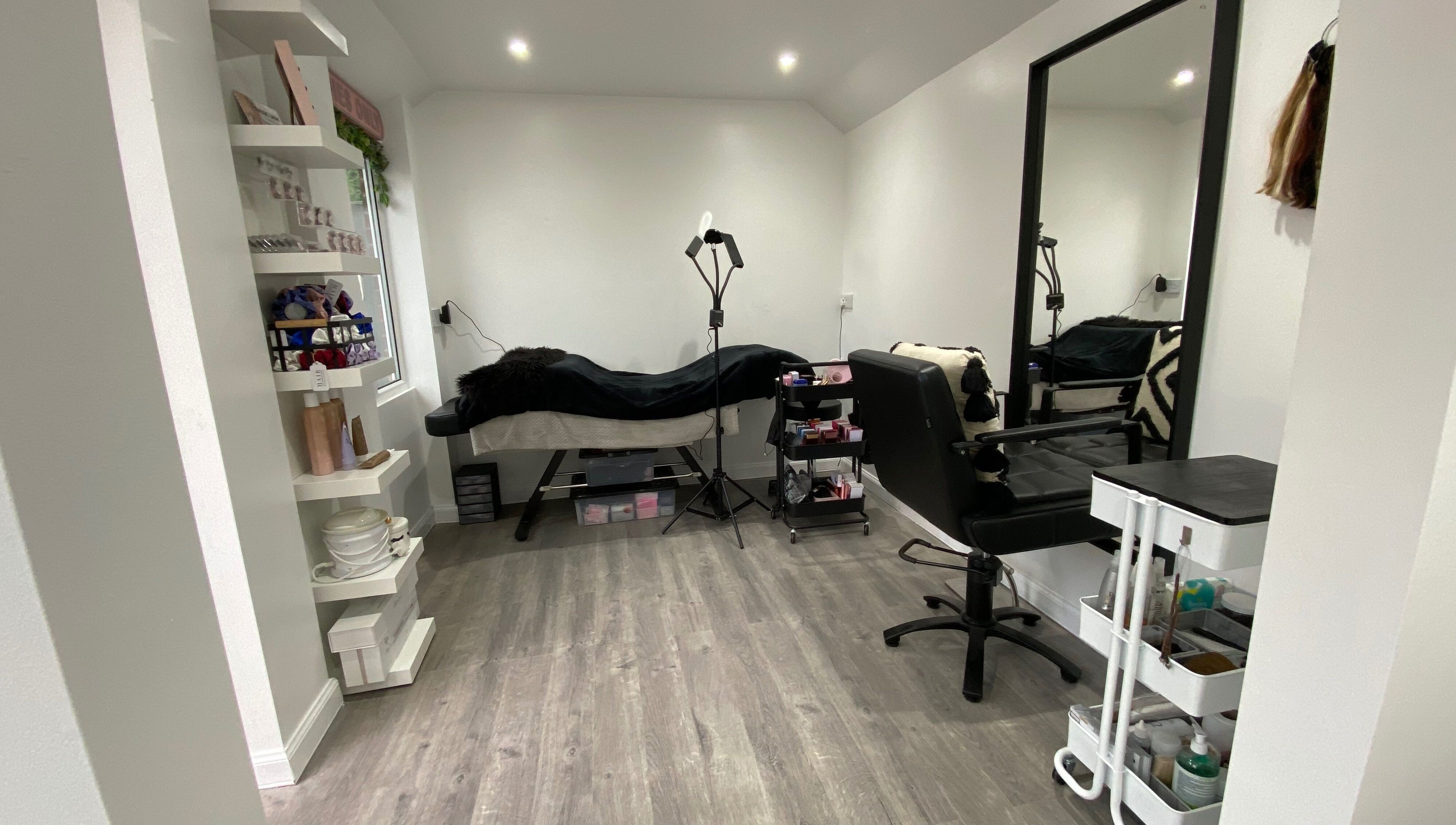 Professional treatment room at Megan James Beauty in Audenshaw, England, GB. Modern decor and beauty tools.