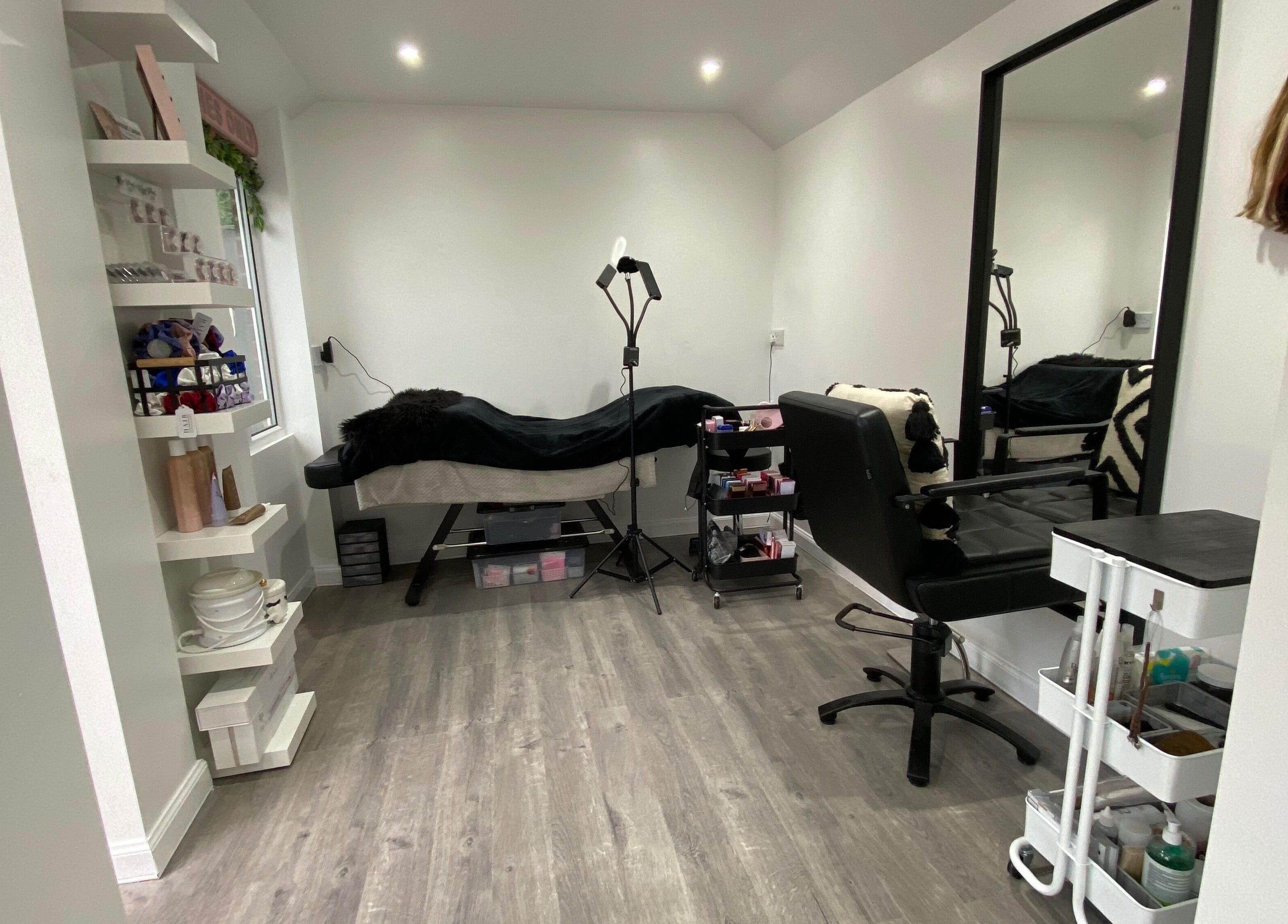 Professional treatment room at Megan James Beauty in Audenshaw, England, GB. Modern decor and beauty tools.