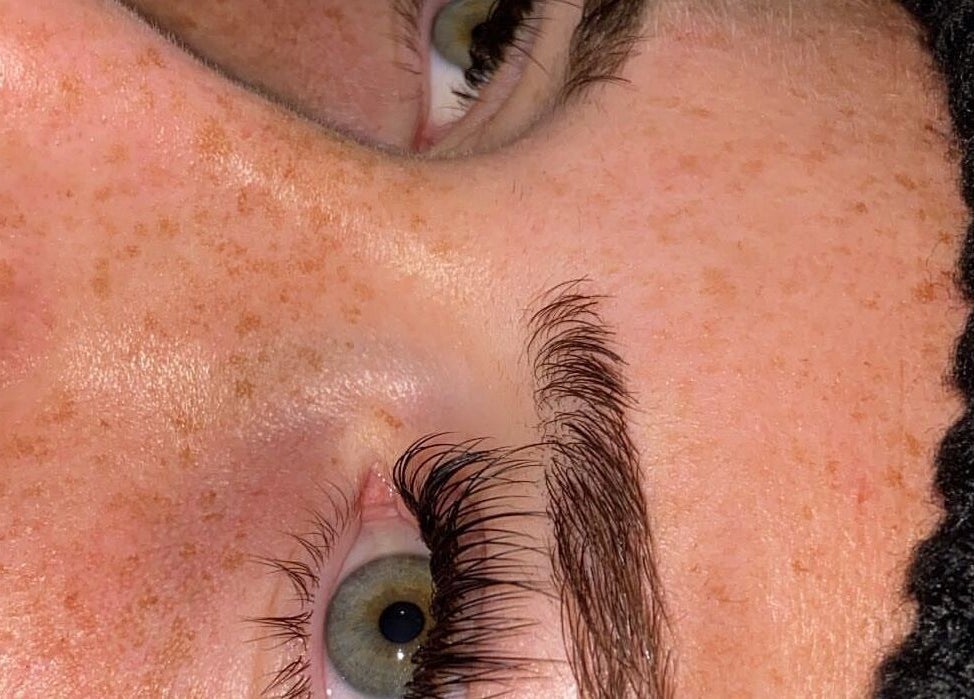 Close-up of styled eyebrows at Megan James Beauty, Audenshaw, England, GB.