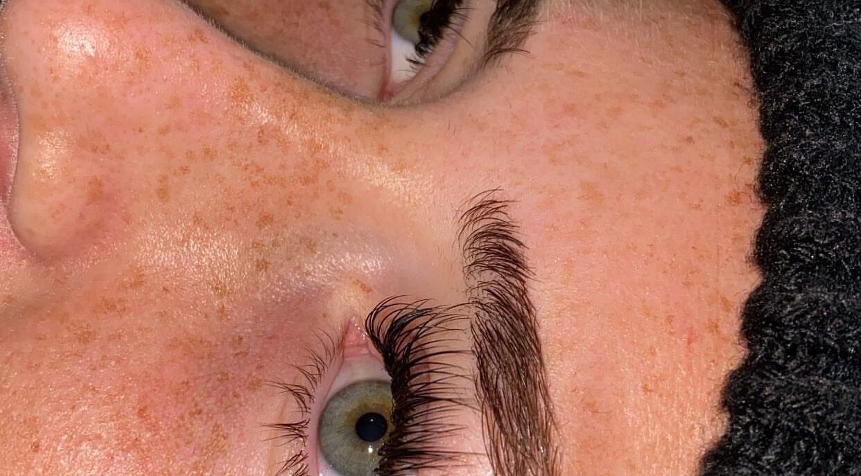 Close-up of styled eyebrows at Megan James Beauty, Audenshaw, England, GB.