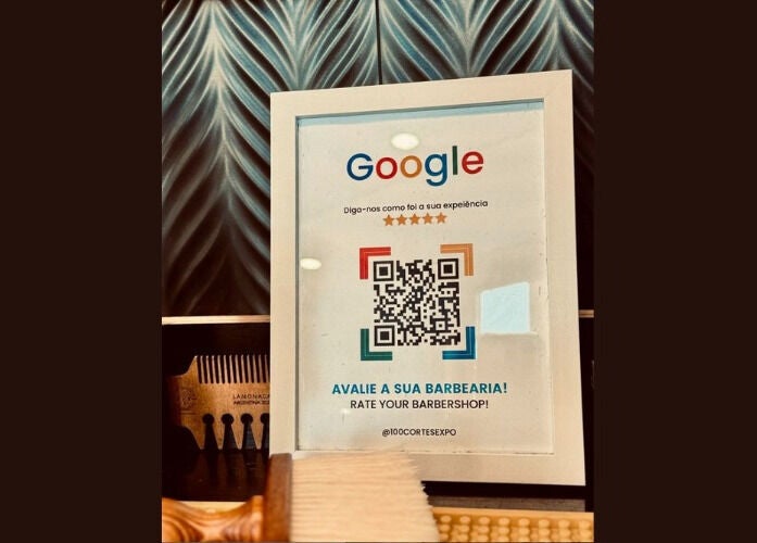 QR code para avaliar barbearia no 100 Cortes Expo, Lisboa, Lisboa, PT.
