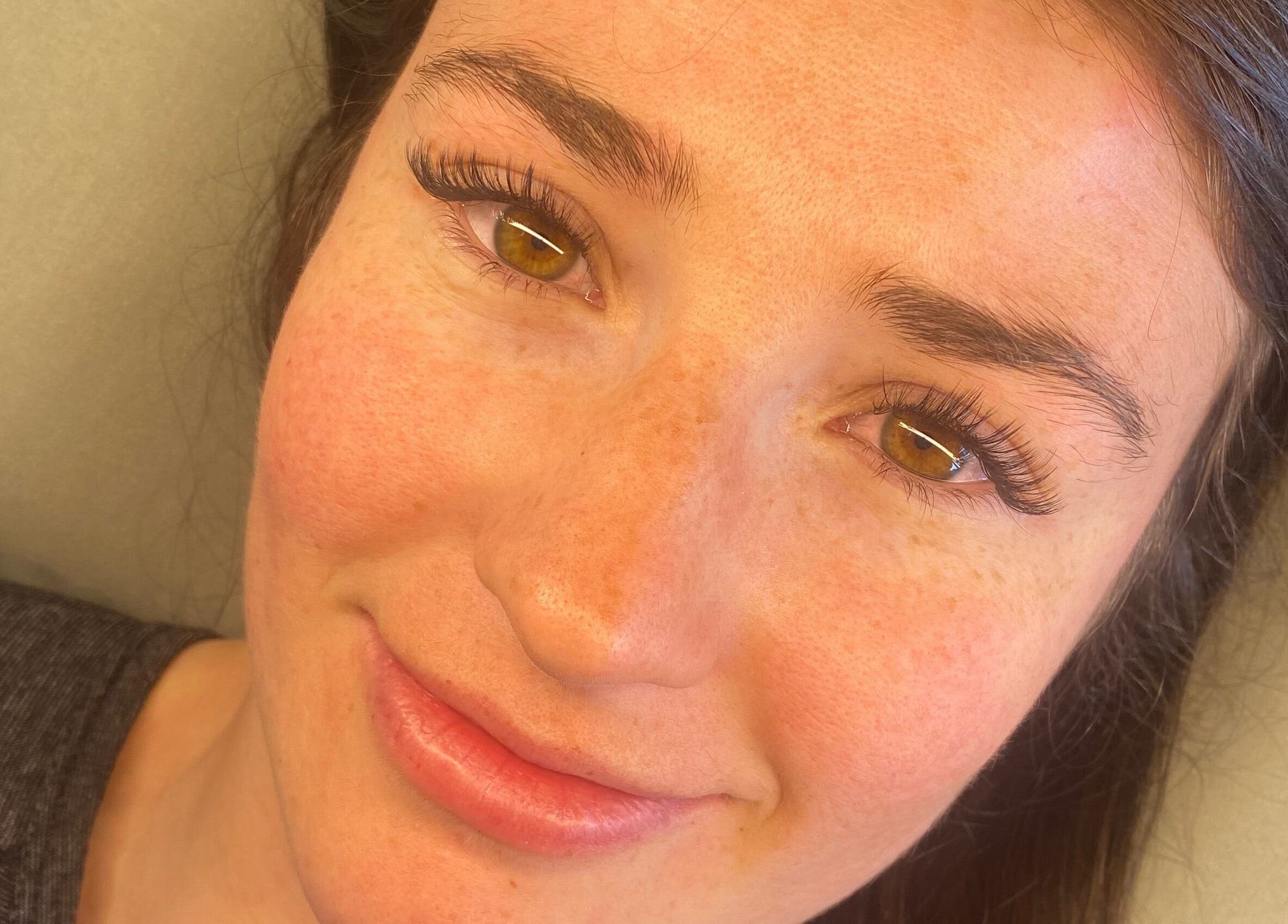 Close-up of a woman with enhanced lashes at Lashed by CD, Cape Town, Western Cape, ZA.