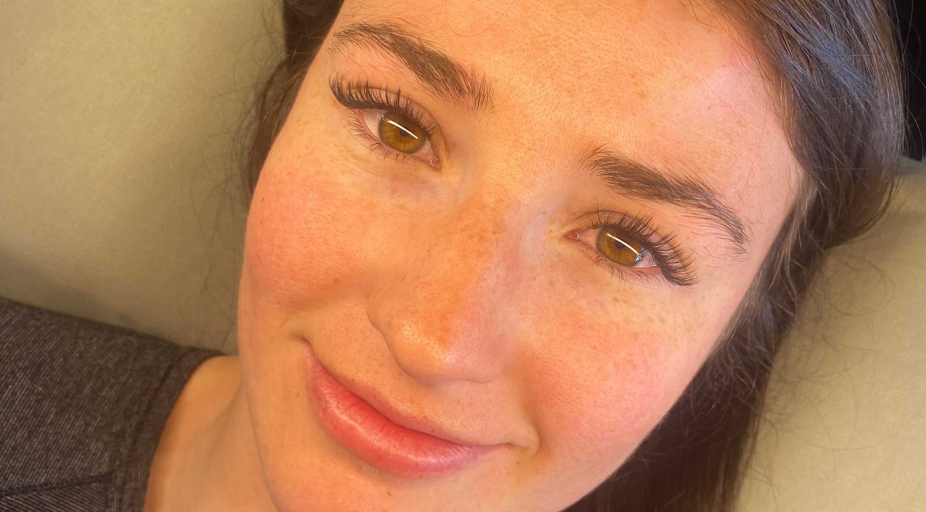 Close-up of a woman with enhanced lashes at Lashed by CD, Cape Town, Western Cape, ZA.