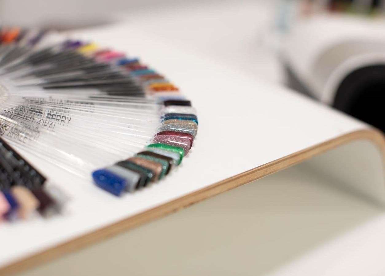 Colorful nail palette at The House of Glam, Newton-le-Willows, England, GB.