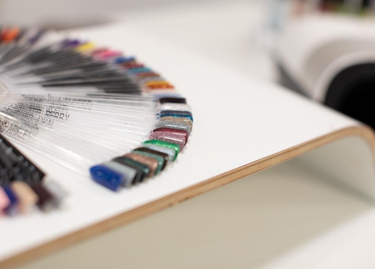 Colorful nail palette at The House of Glam, Newton-le-Willows, England, GB.