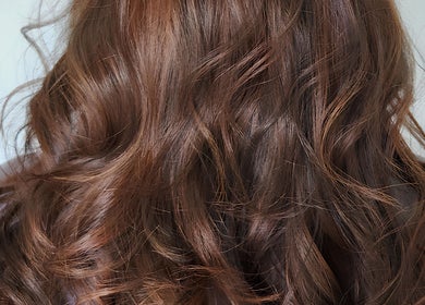 Lush wavy brown hair styled at B Fierce Salon Barbados, Deanes, Saint James, BB.