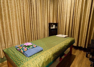 Calm massage room at Chabaa Thai & Remedial Massage in Surry Hills, New South Wales, AU with elegant decor.