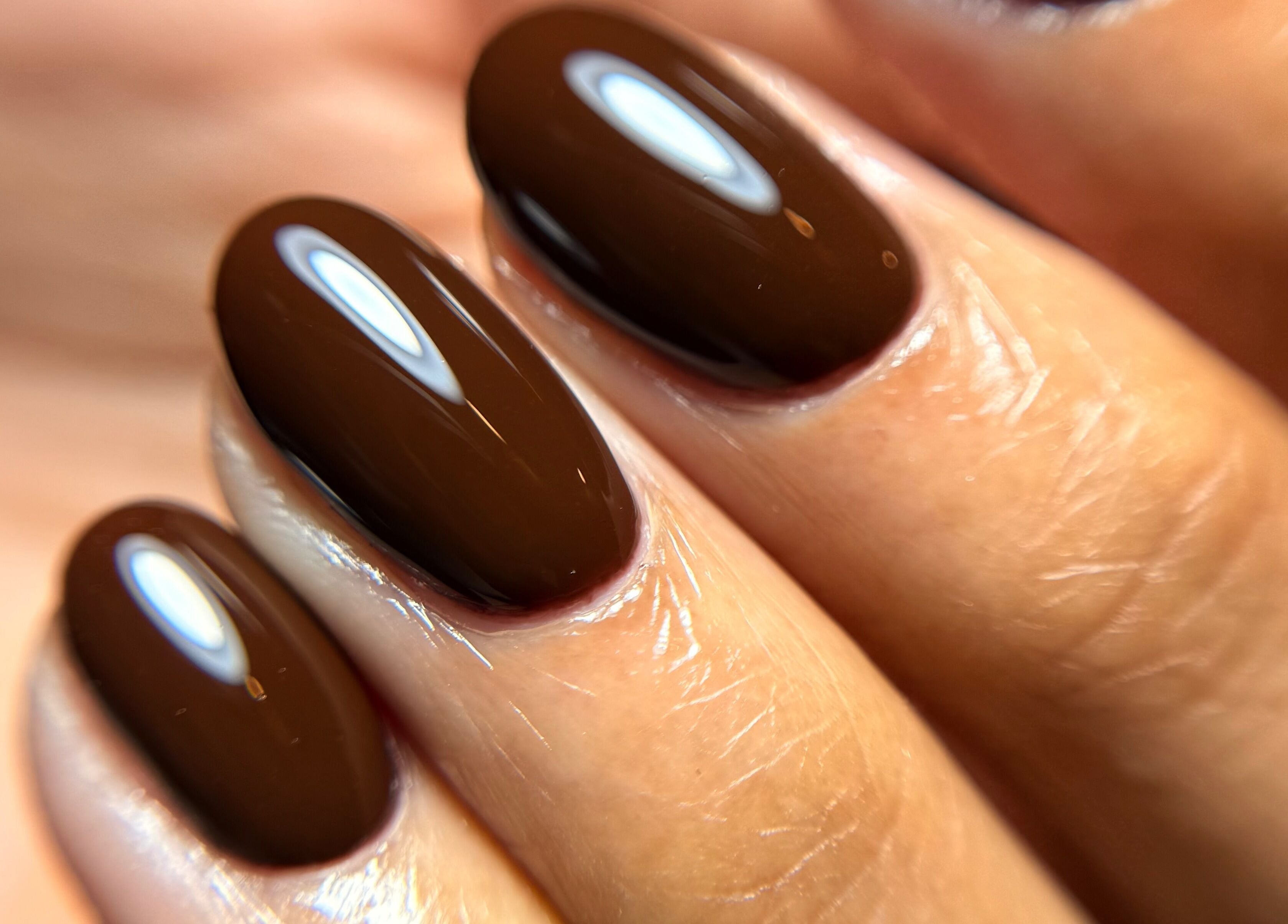 Elegant cocoa-colored nail polish at Blessed Nails, Kangaroo Point, Queensland, AU.