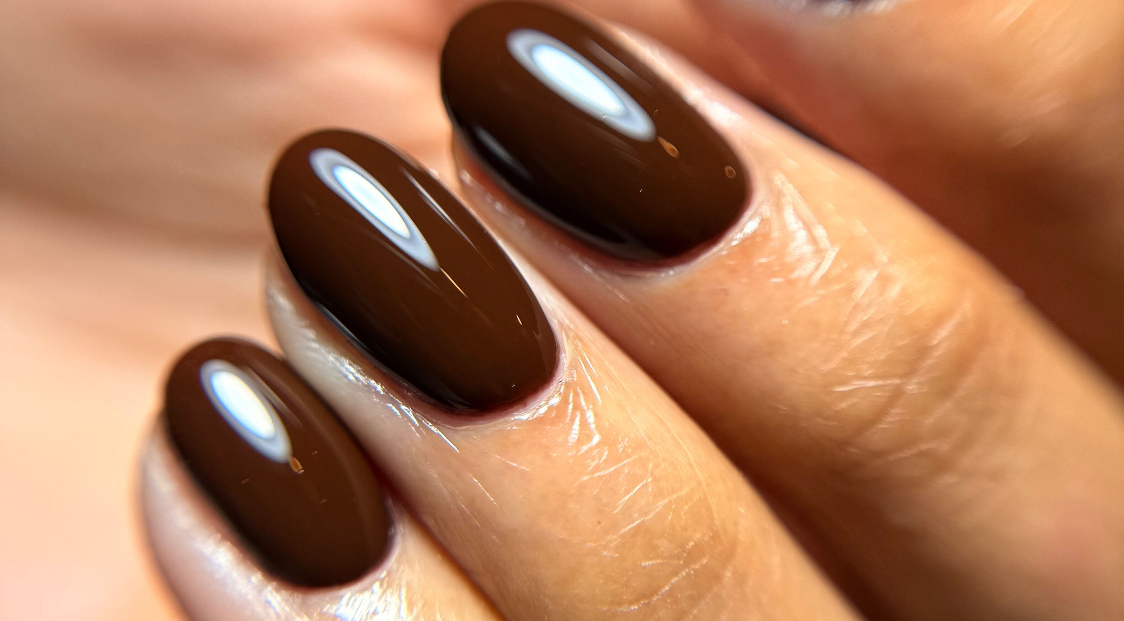 Elegant cocoa-colored nail polish at Blessed Nails, Kangaroo Point, Queensland, AU.