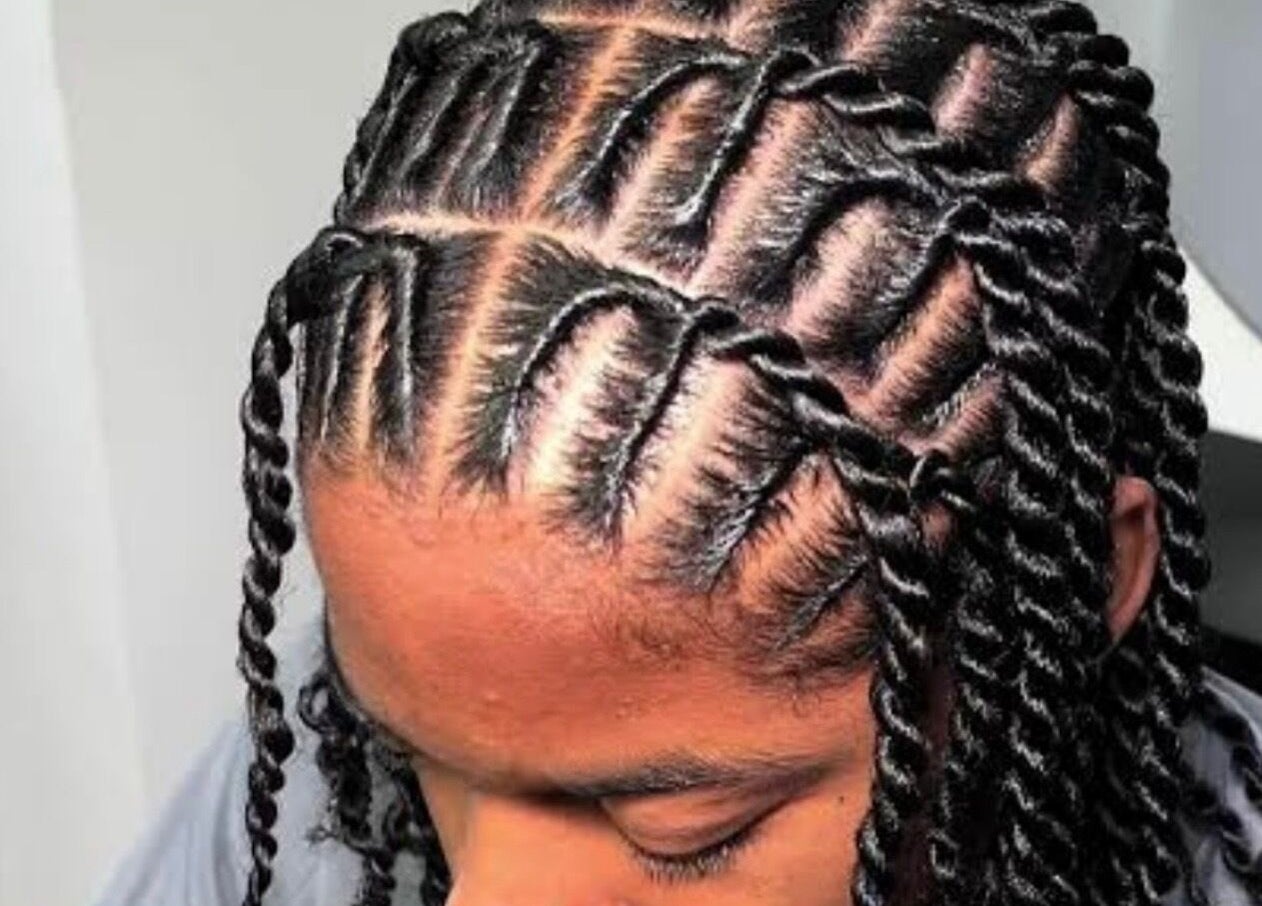 Intricate cornrow braids at Gitedhands Glam, Beckenham, England, GB showcase expert styling.