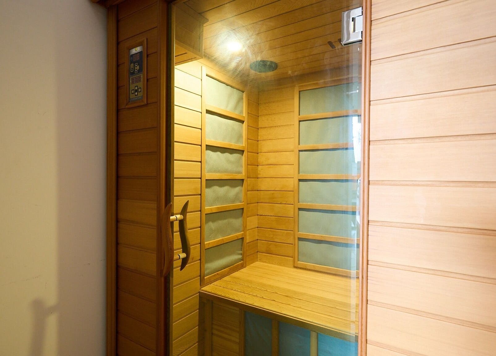 Tranquil sauna room at Elena Massage & Bodywork in Paddington, New South Wales, AU, offering relaxation and wellness.