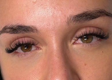 Close-up of styled eyelashes at Lashed By Xio, London, England, GB.