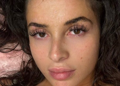 Close-up of exquisite eyelash extensions by Lashed By Xio in London, England, GB.