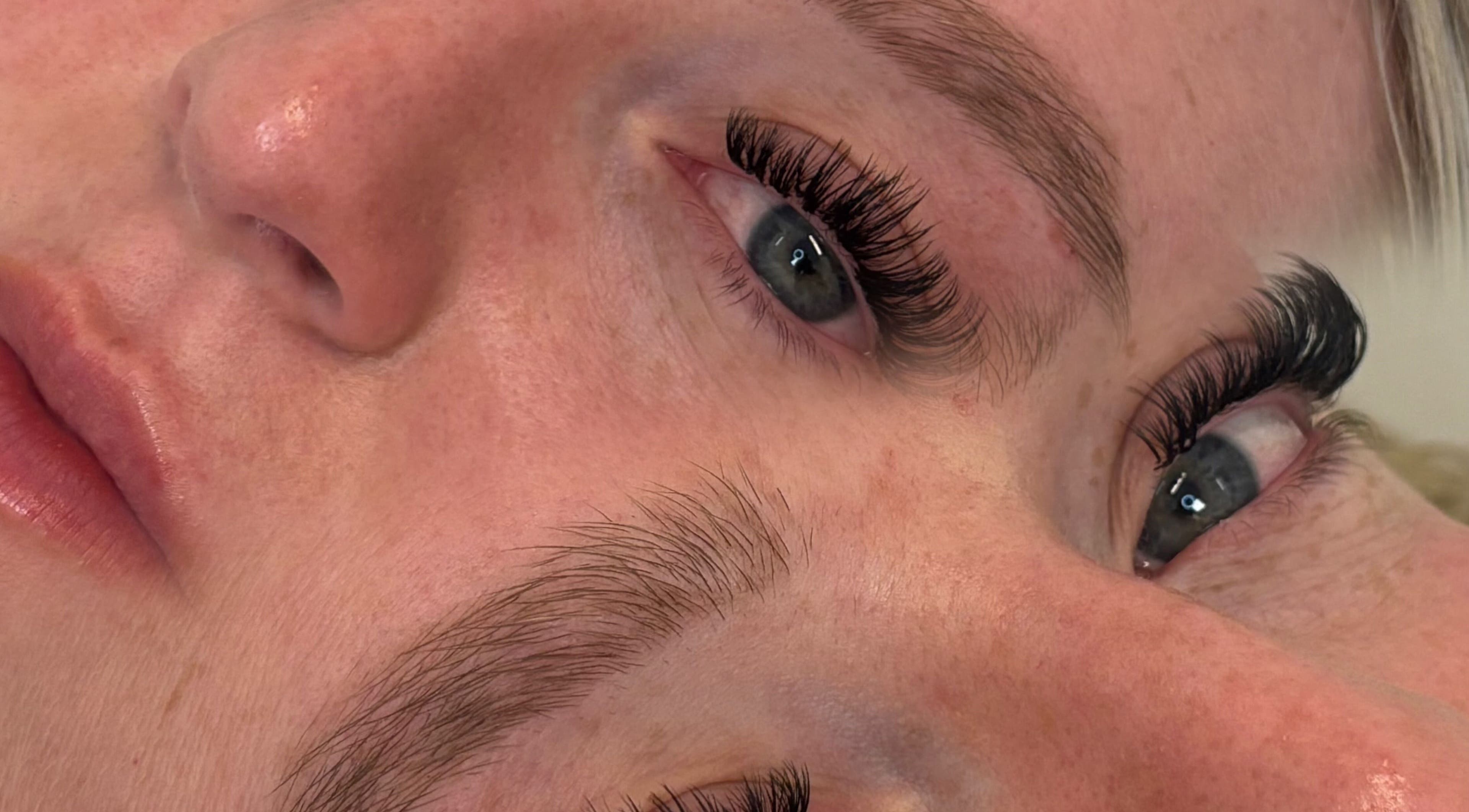 Close-up of elegant lash extensions at Secret Lash Lounge, Gateshead, England, GB offering stunning beauty services.