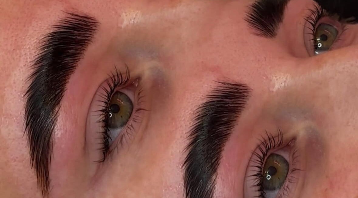 Close-up of styled lashes and brows at Secret Lash Lounge, Gateshead, England, GB. Enhancing beauty naturally.
