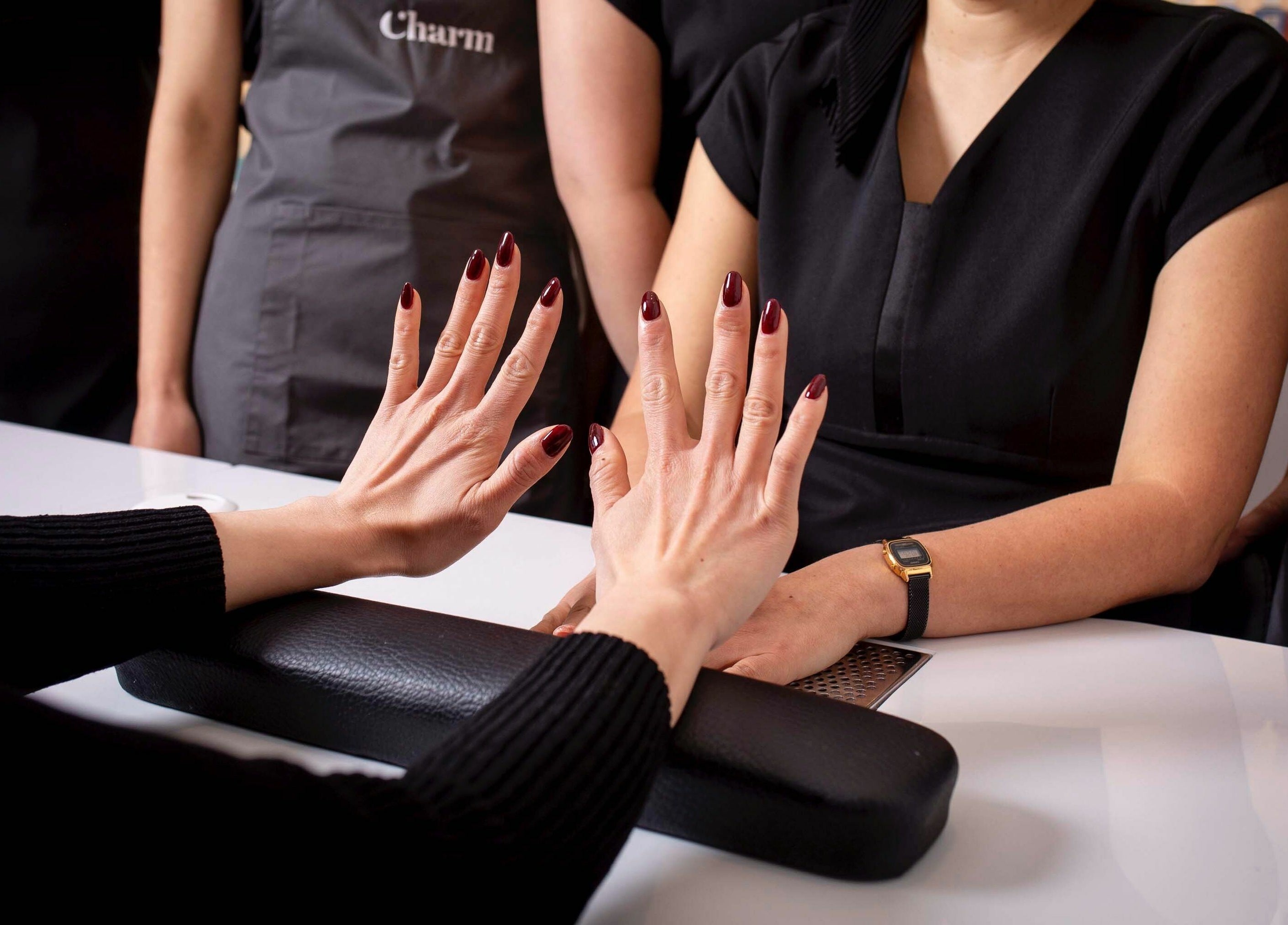 Elegant manicure service at Charm Clontarf, Dublin, County Dublin, IE, showcasing beautifully polished nails.