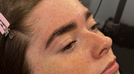 Close-up of expertly shaped brows at RT Beauty, Lisburn, Northern Ireland, GB.